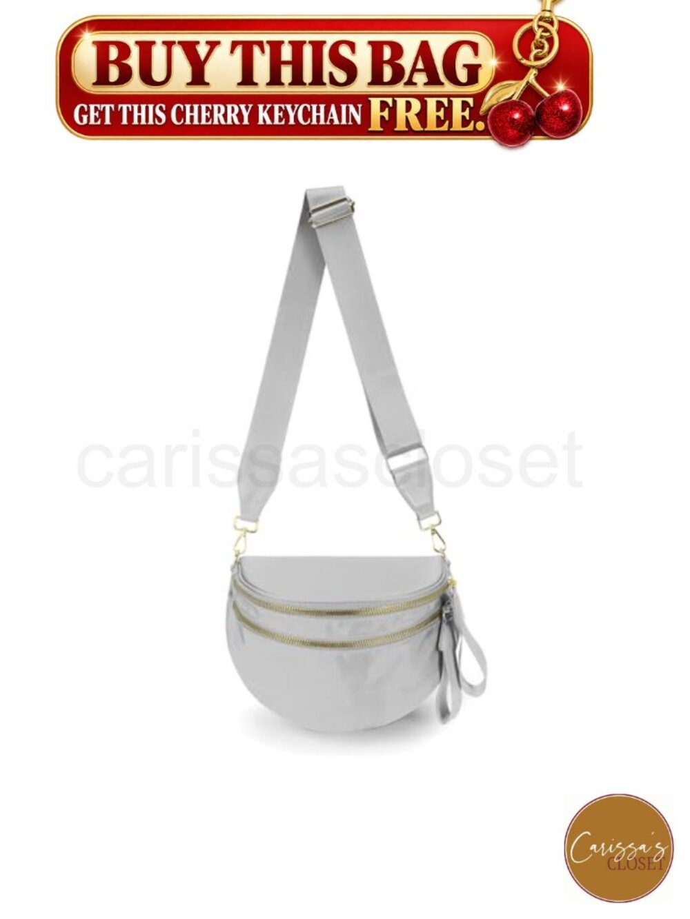 ✨ Nylon Crossbody Bag Sling Checkered Gold Double Zipper Adjustable Strap